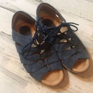 Blue tie sandals earth shoes